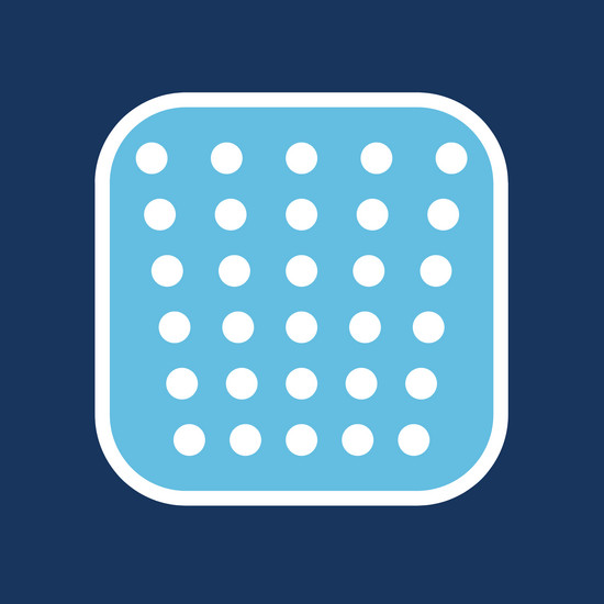 Eine blaue Kachel mit weißen Punkten