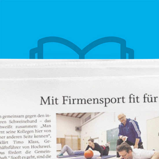 Anschnitt eines Zeitungsartikels über Firmensport