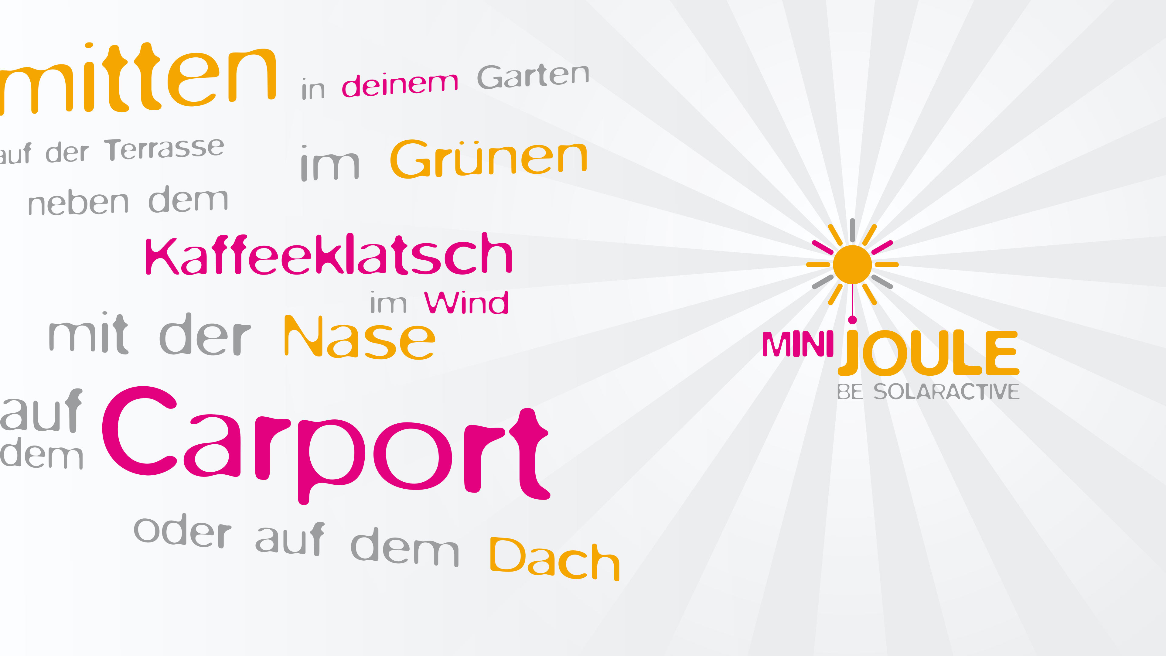 Mini Joule Logo mit Stichwörtern daneben