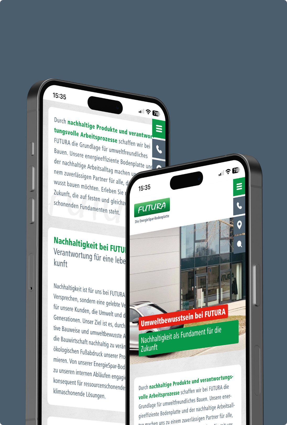 h2_futura_teaser_10.jpg Ein Smartphone mit der Futura Webseite