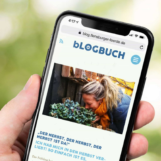 Kampagnengestaltung für Flensburg Tourismus Smartphone Ansicht des Blogbuchs