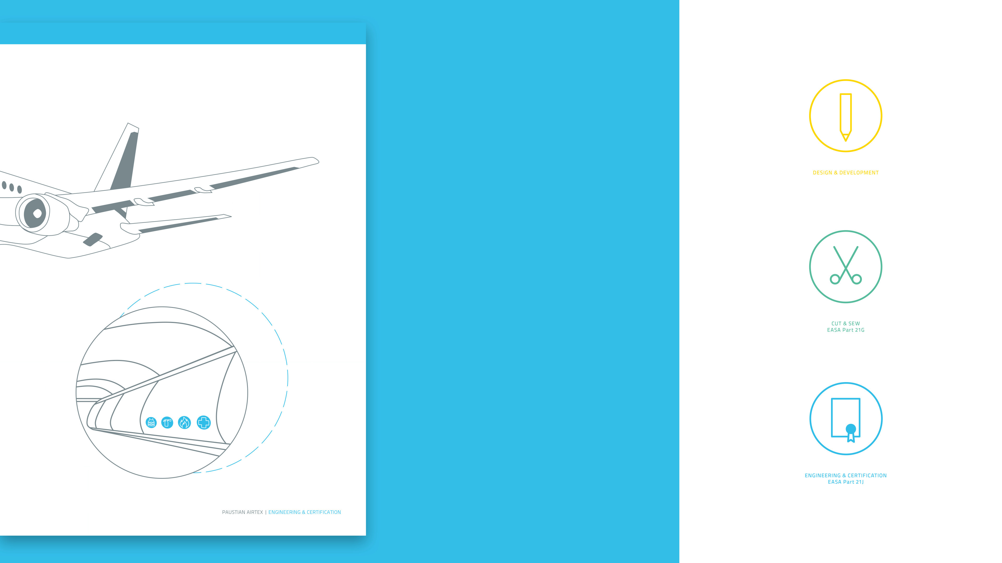 Drei Kreise mit drei Icons