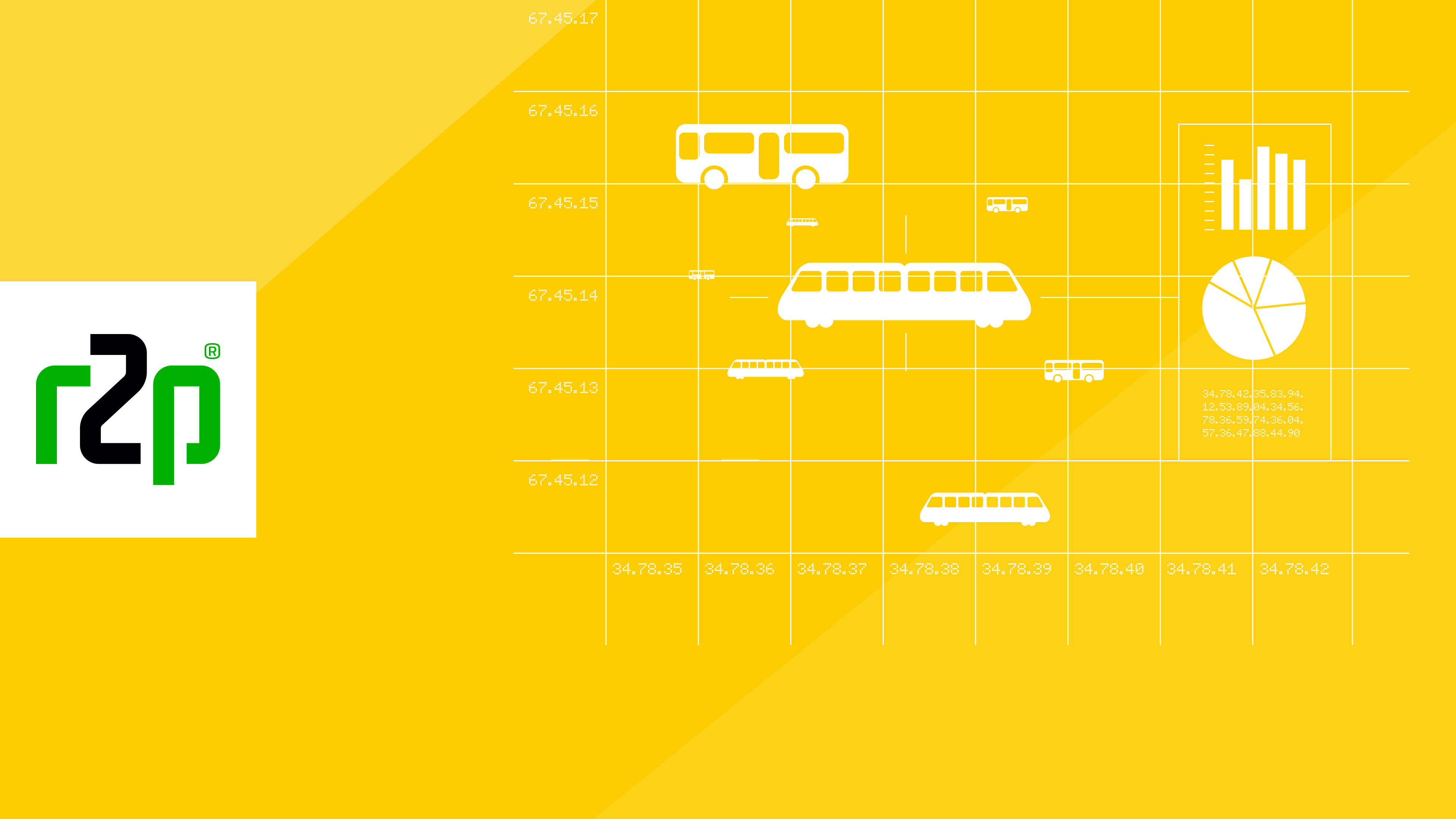 Gelb weißes Raster mit r2p Logo