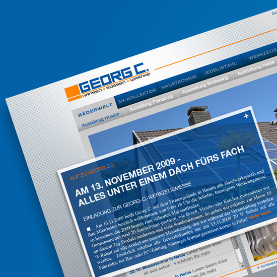 Neue Website für Bad- und Haustechnik Nahaufnahme eines Beitrages auf der Georg C Homepage