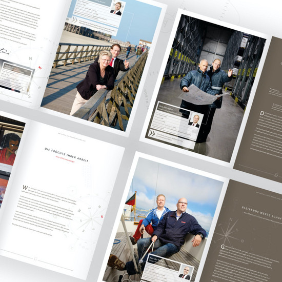 Vier Ausschnitte aus einem Magazin