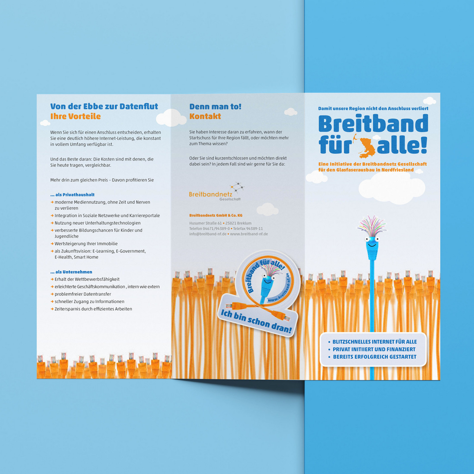 hochzwei_breitband_teaser_05.jpg Din-Lang-Flyer über den Breitbandausbau mit orangefarbenen Glasfaserkabel