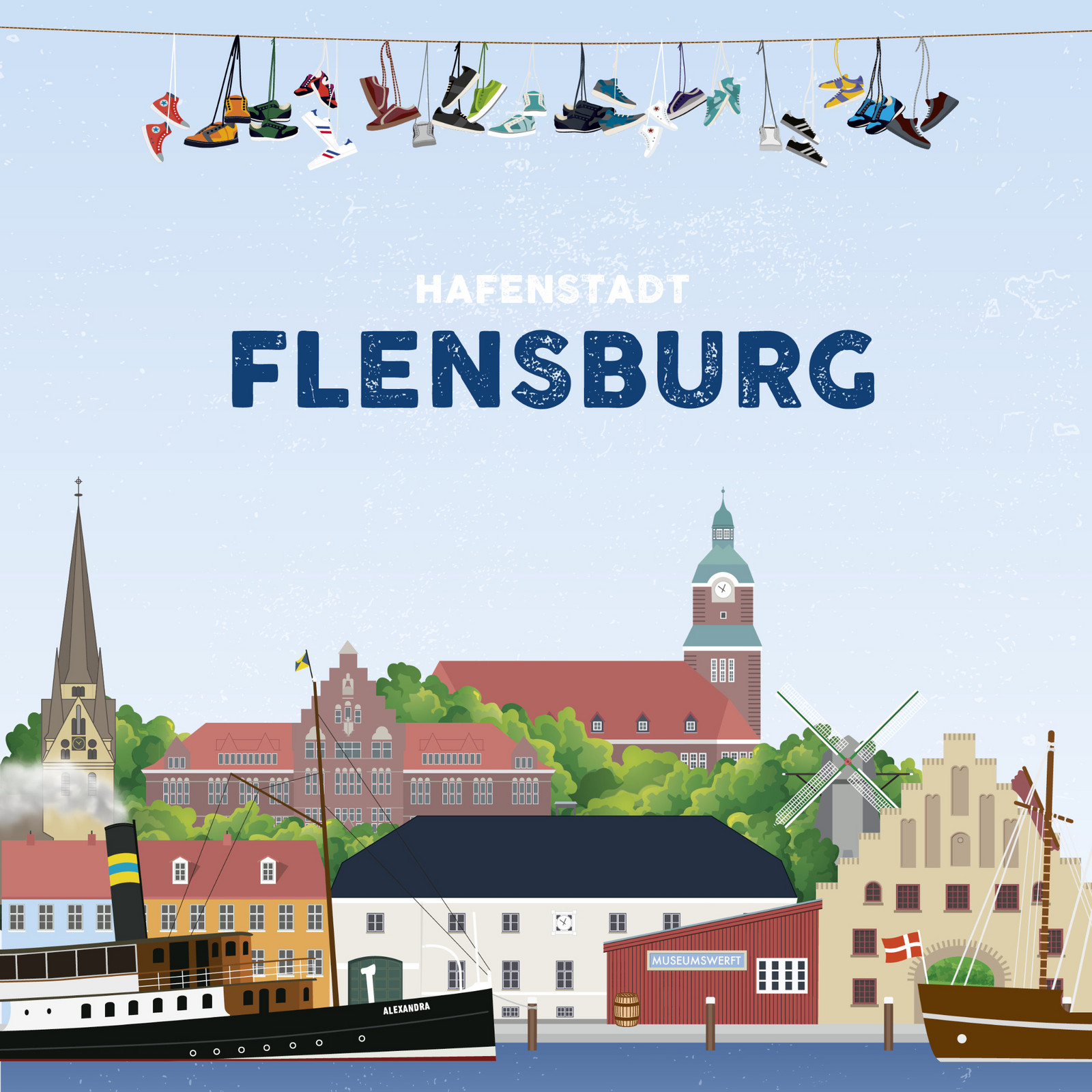 hochzwei_taff_teaser_08.jpg Illustriertes Bild vom Flensburger Hafen