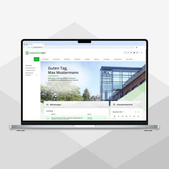 Ansicht der Contract Company Website auf einem Laptop