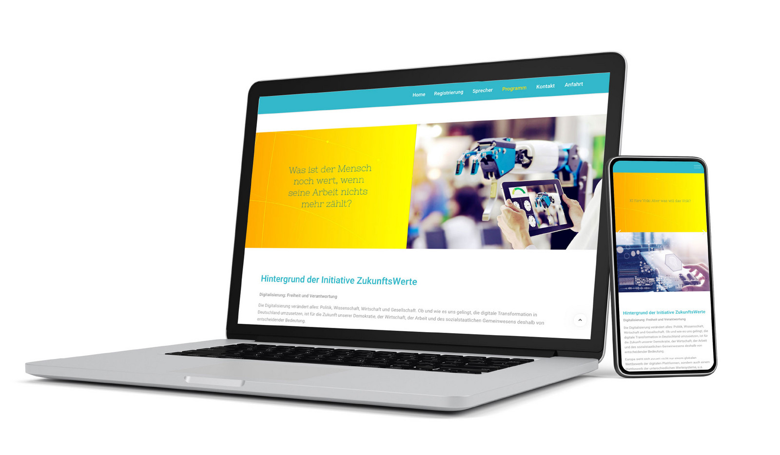 zukunftswerte-06.jpg Computer und Smartphone mit geöffneter Homepage