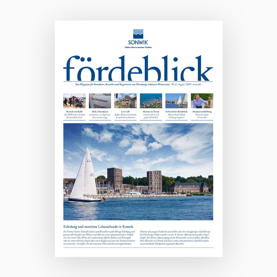 hochzwei_sonwik_teaser_07.jpeg Das Fördeblick Magazin mit dem Sonwiker Hafen auf dem Cover