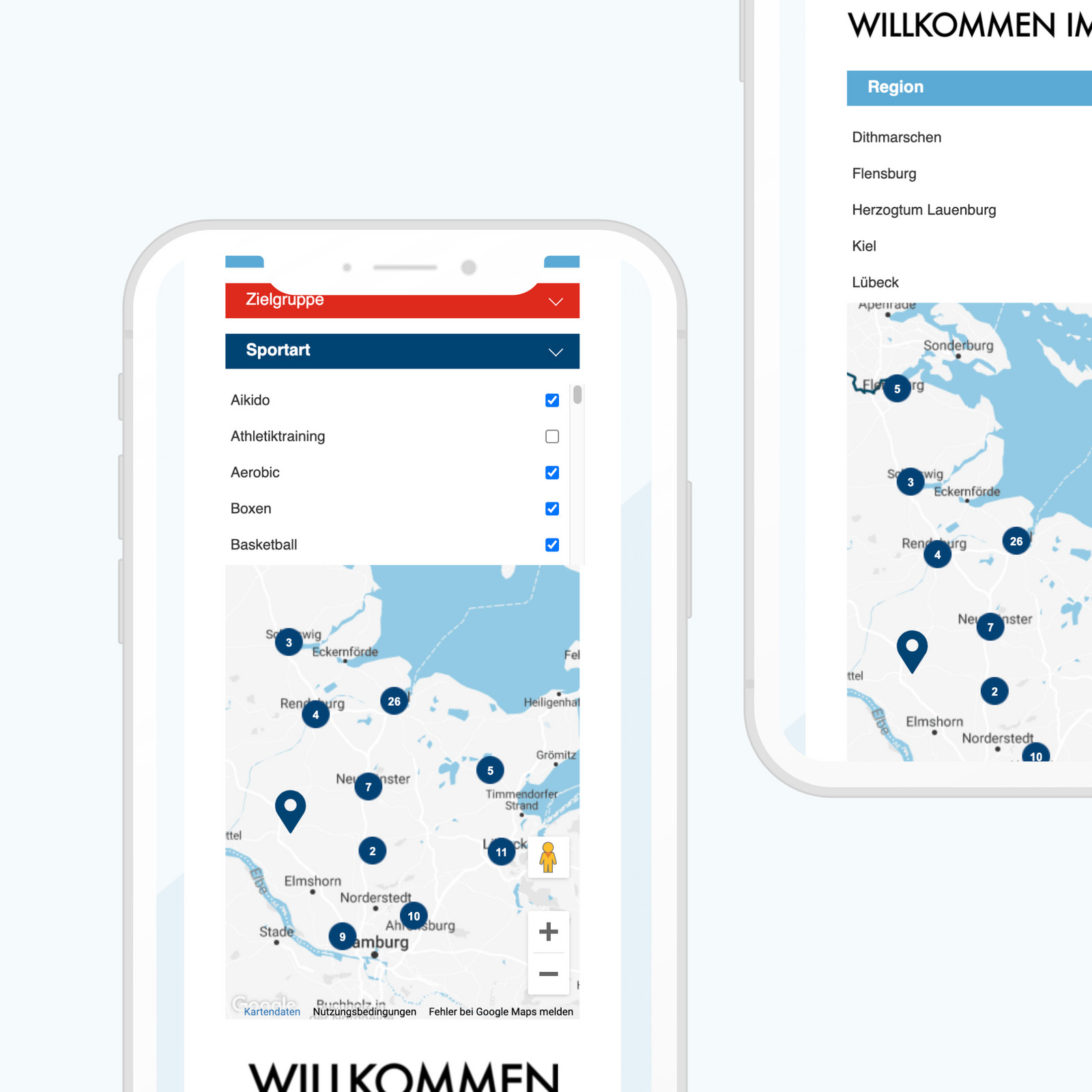 Standortkarte geöffnet auf einem Smartphone