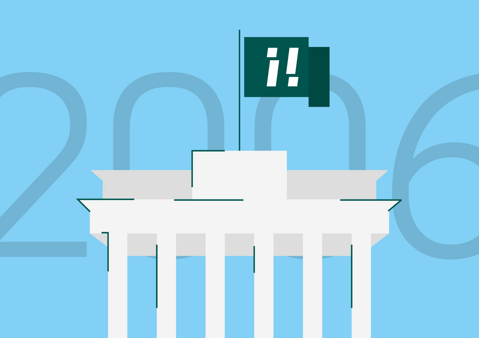 Blauer Hintergrund mit Jahreszahl 2006 und Brandenburger Tor