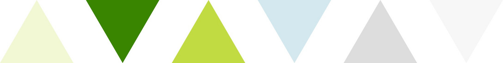 Dreiecke, deren Spitze abwechselnd nach oben oder unten zeigt in den auf der Webseite verwendeten Farben hellgrasgrün, dunkelblattgrün, grasgrün, himmelgraublau, grau und hellgrau, 
