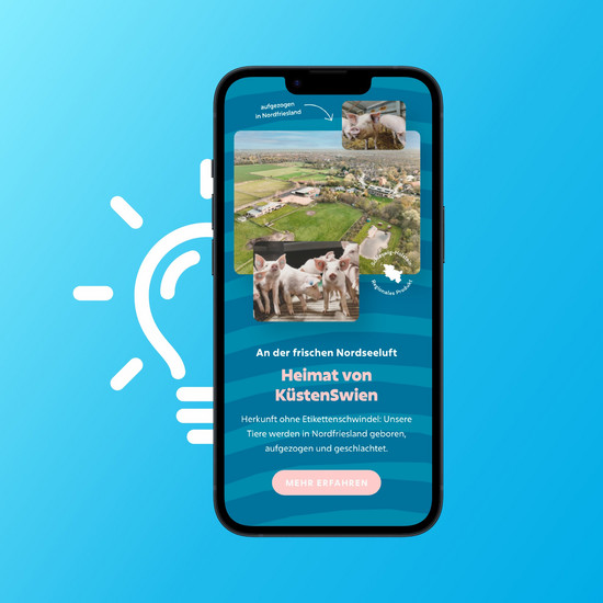 Wie sieht der perfekte CTA aus? Blaue Kachel für CTA