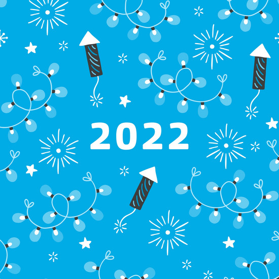 Startschuss Blaue Kachel mit weißen Schneeflocken