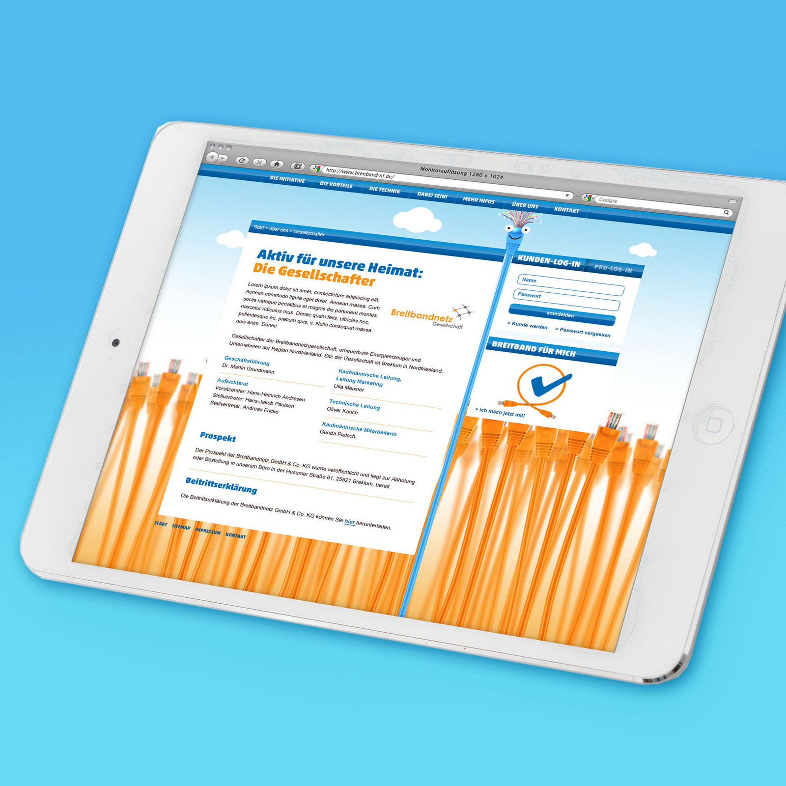 hochzwei_breitband_teaser_01.jpg Tablet zeigt Website breitband-nf.de