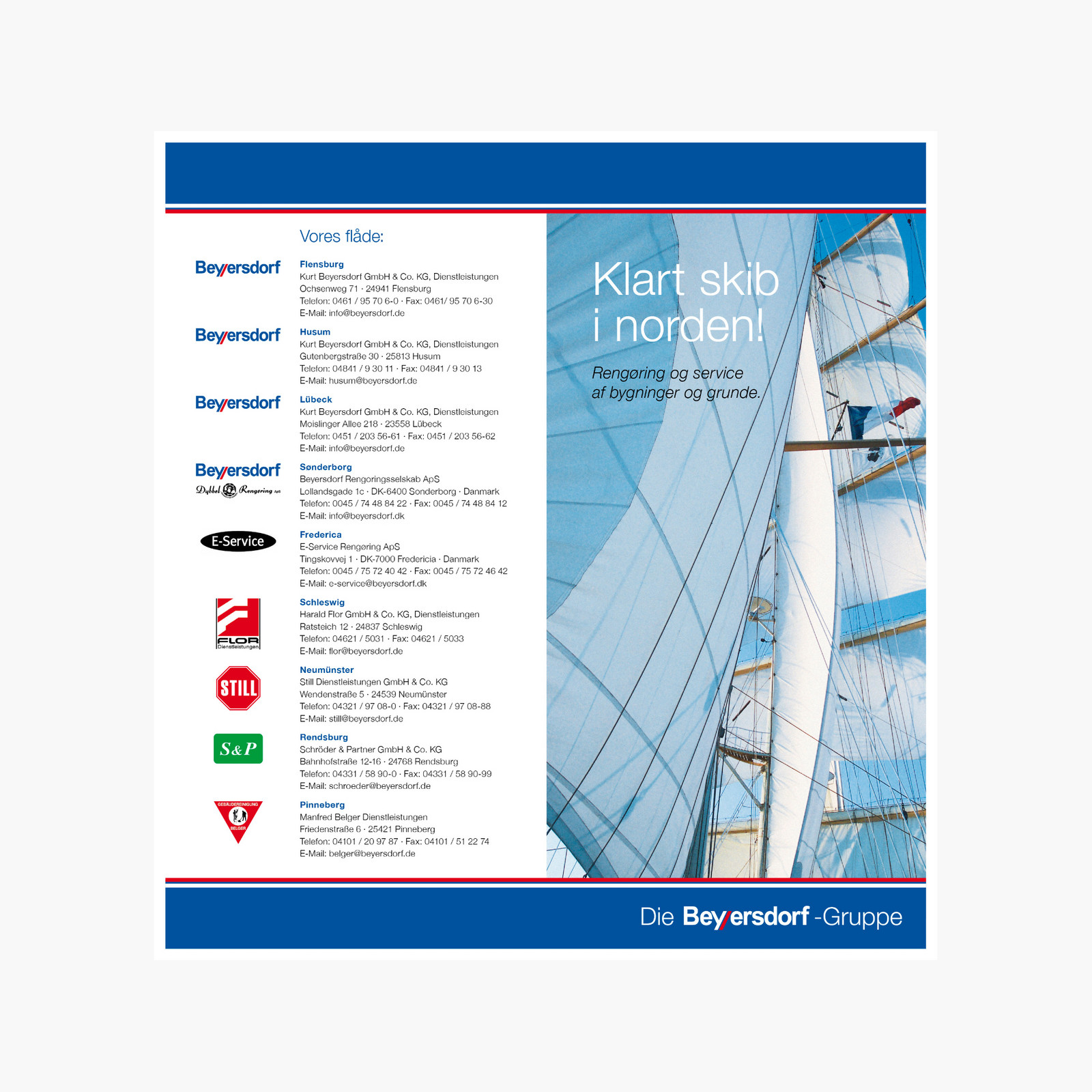 Bild und dänischer Text über Standorte von Beyersdorf