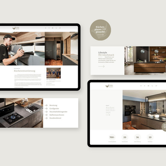 Es ist angerichtet! Falke Küchen Website in zwei Ansichten