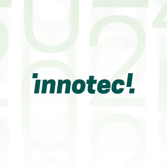 Quadratischer Zuschnitt des innotec!-Logo auf hellem Hintergrund 