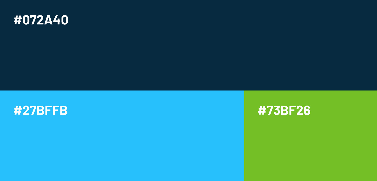 Verwendetes Farbdesign dunkelblau, hellblau und hellgrün.