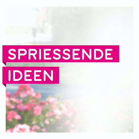 Sprießende Ideen Text 'Spriessende Ideen' vor Blumen