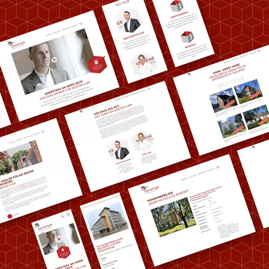 Seiten voller Persönlichkeit Neun Unterseiten der Konto Kjer Homepage