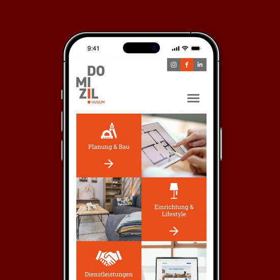 Eine Nummer größer Grafik der neuen Website von Domizil Husum