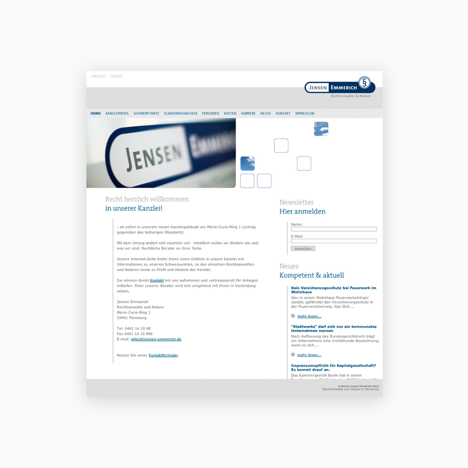 Die Startseite der Homepage von Jens Emmerich