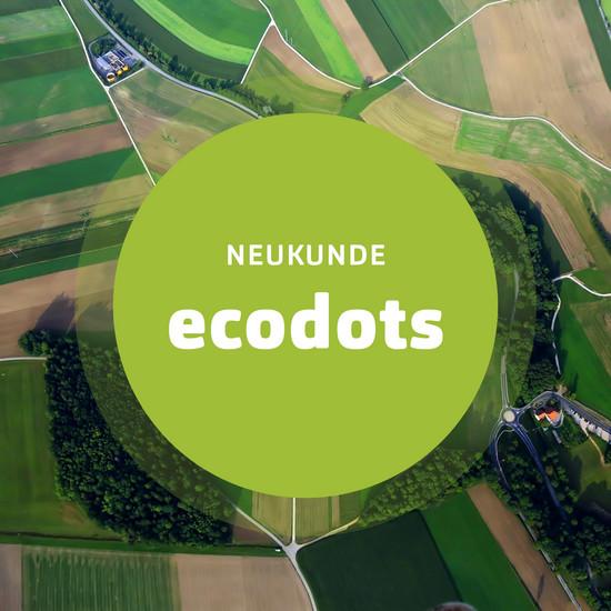 Den springenden Punkt Ein grüner Punkt mit dem Ecodots Logo