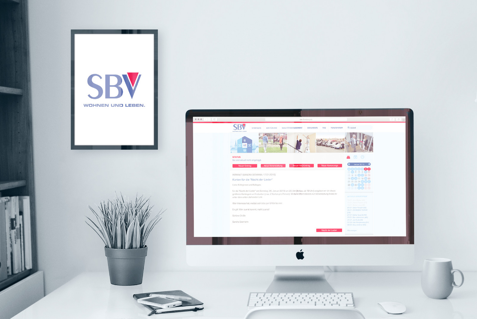 hochzwei_sbv_teaser_gross_02.jpg Bild mit SBV Logo hängt an der Wand