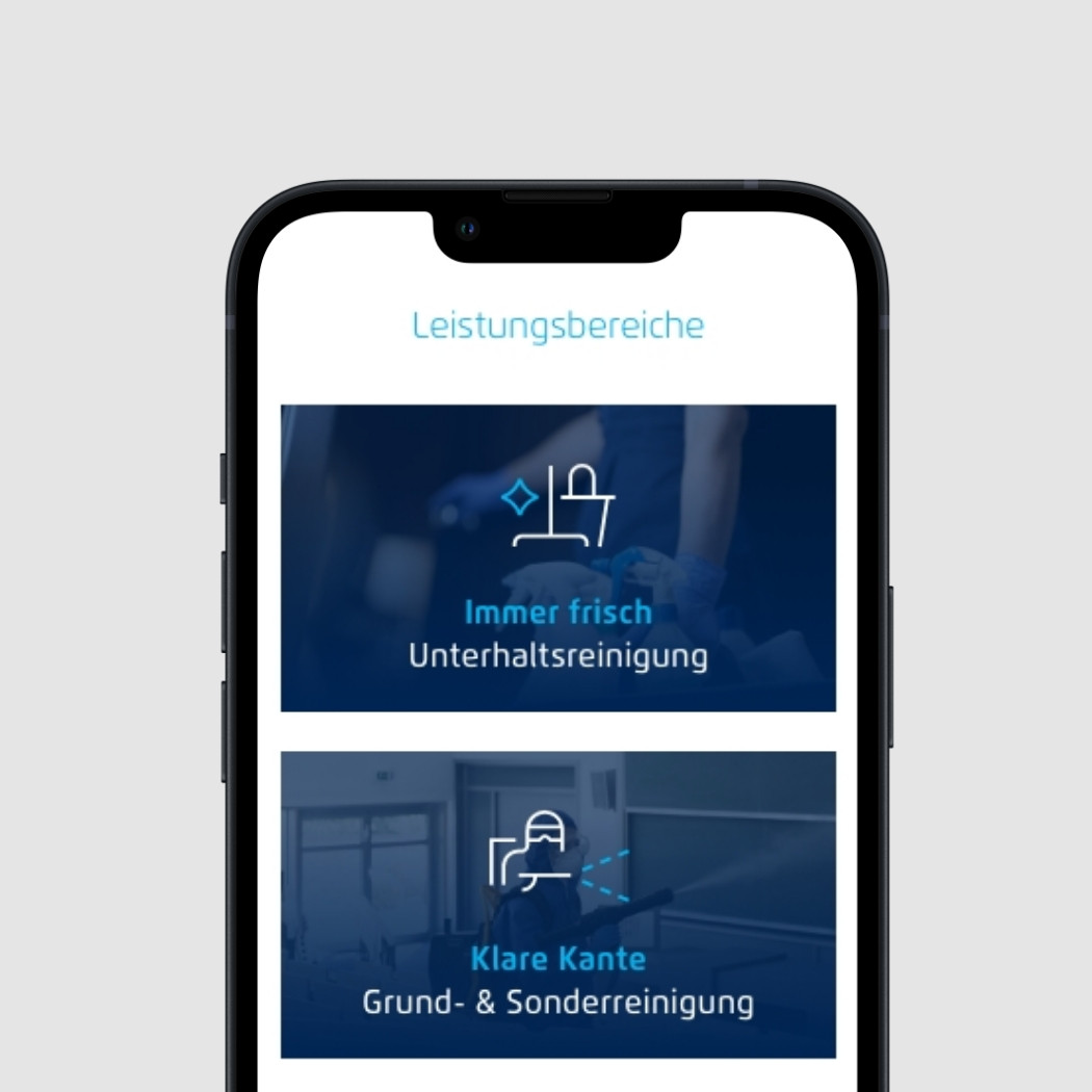 Ein Smartphone Ausschnitt der Leistungsbereiche von Bockholdt