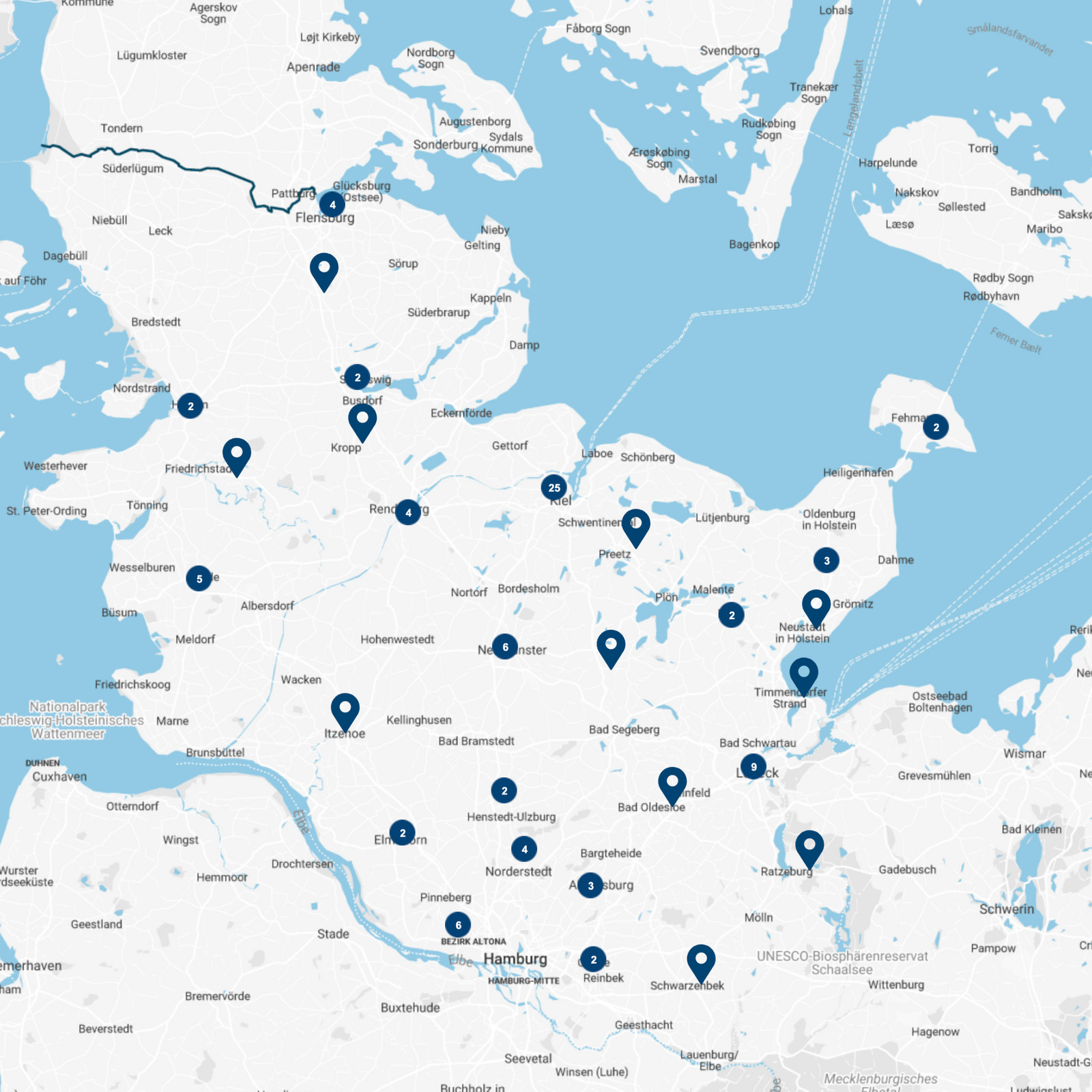 Standortkarte von lsv in Schleswig Holstein