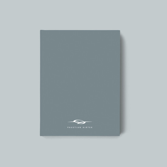 Graues Notizbuch mit Paustian Airtex Logo