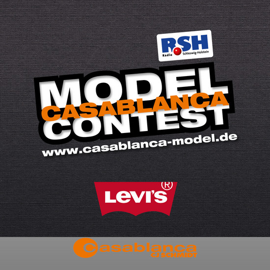 Es kann nur zwei geben Text "Model Casablanca Contest" und Logos von r.sh, Levis und Casablanca
