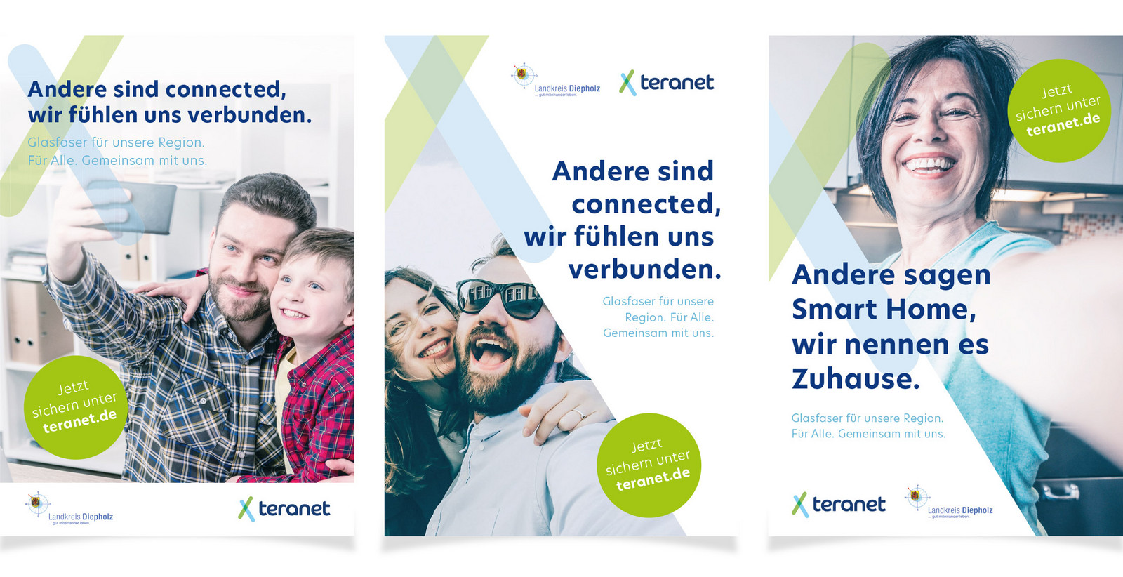 Vier Personen machen ein Selfie