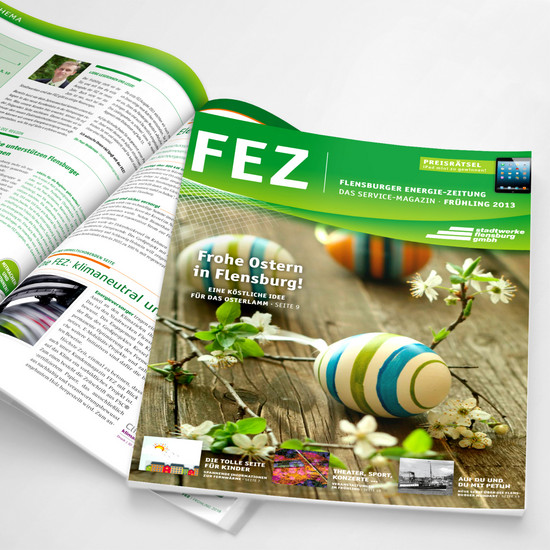 Bunte Vorderseite mit Ostereiern der FEZ