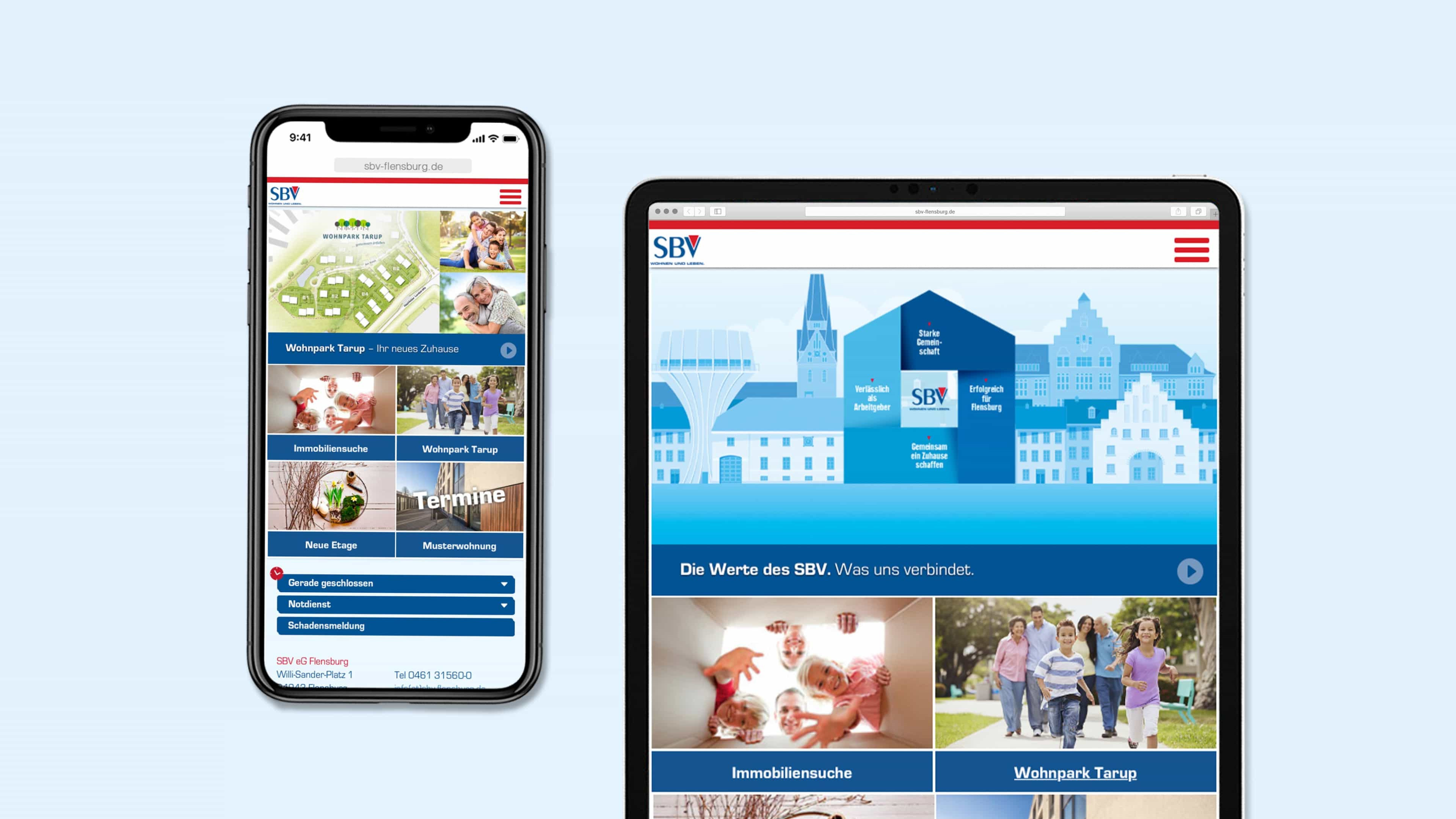 hochzwei_sbv_slider_02.jpg Zwei mobile Ansichten der SBV Homepage