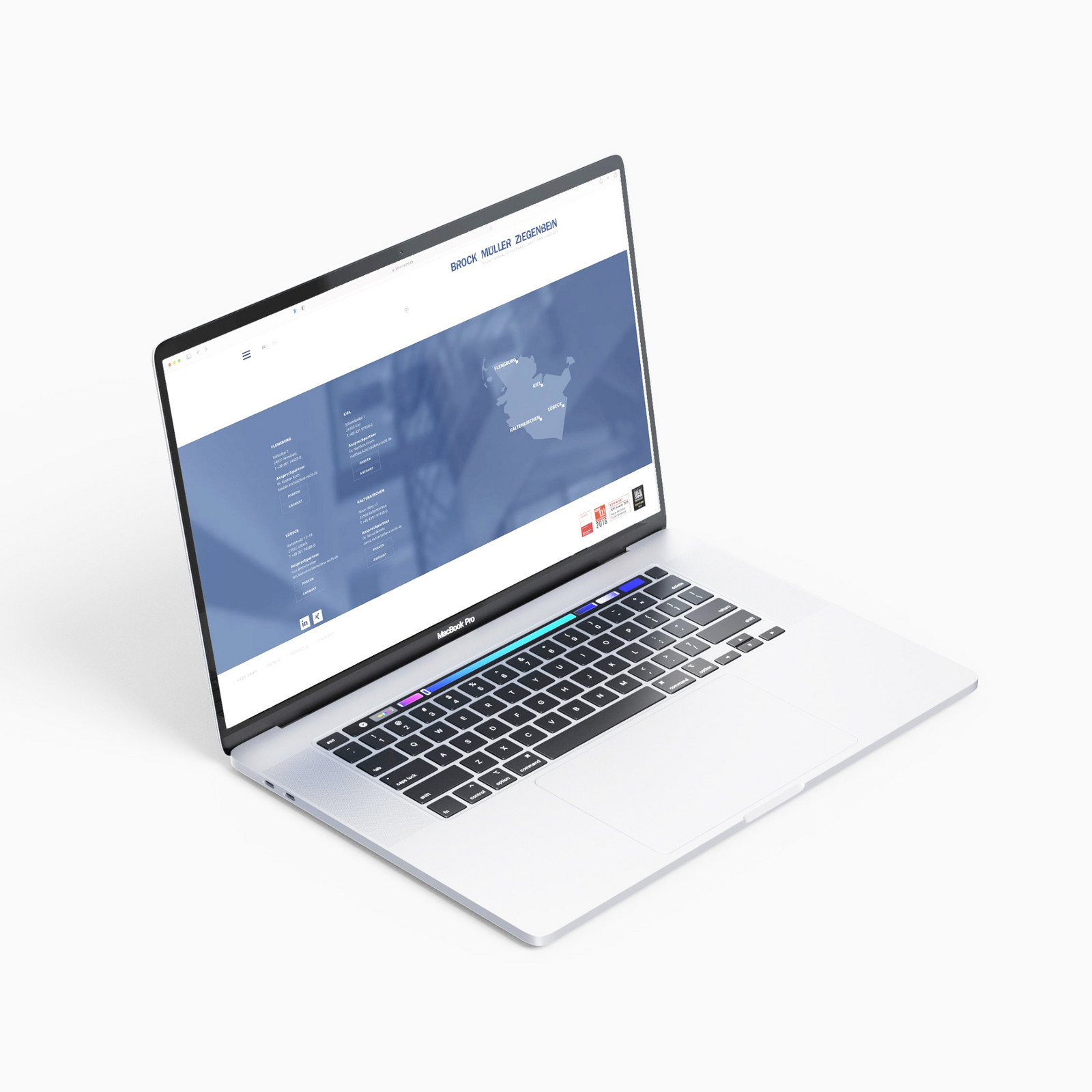 Laptop zeigt Standorte von BROCK MÜLLER ZIEGENBEIN