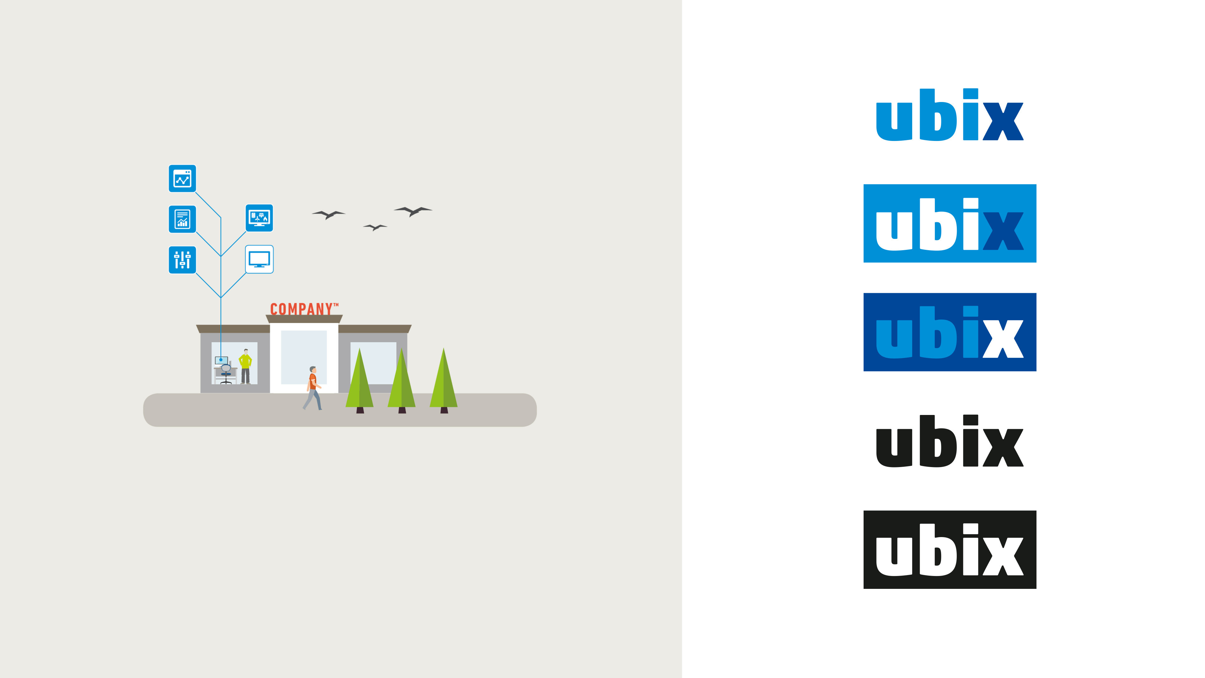 hochzwei_grey_slider_03.jpg Company-Illustration und mehrere Varianten ubix-Schriftzug in blau und und schwarz