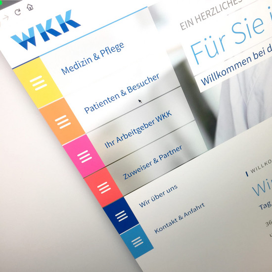 Gesund und munter Auschnitt einer Menüleiste von der Homepage wkk