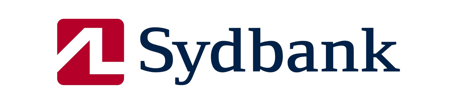 Logo der Sydbank, mit einer roten visualisierung auf weißem Hintergrund