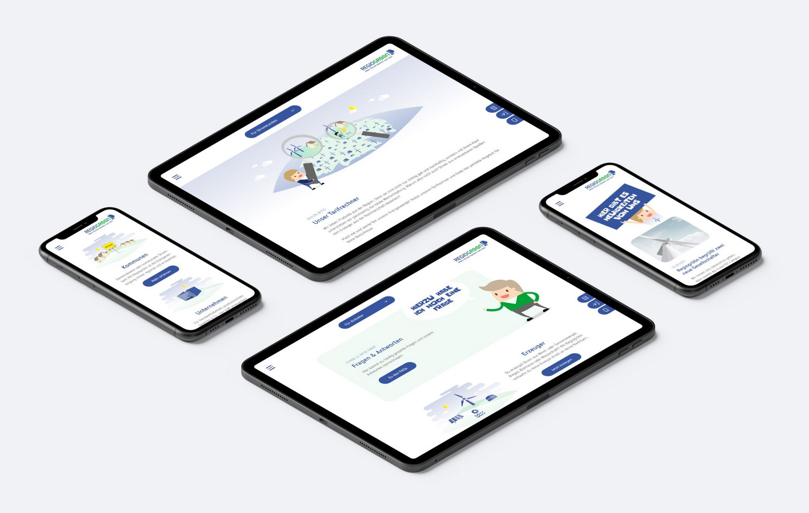 Die neue Webseite in den mobilen Ansichten.