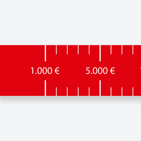 Rotes Maßband mit Geld Einheit