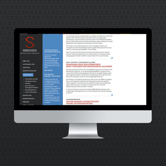 Online-Relauch mit innovativer Seitenführung Apple Bildschirm mit Soerensen Homepage