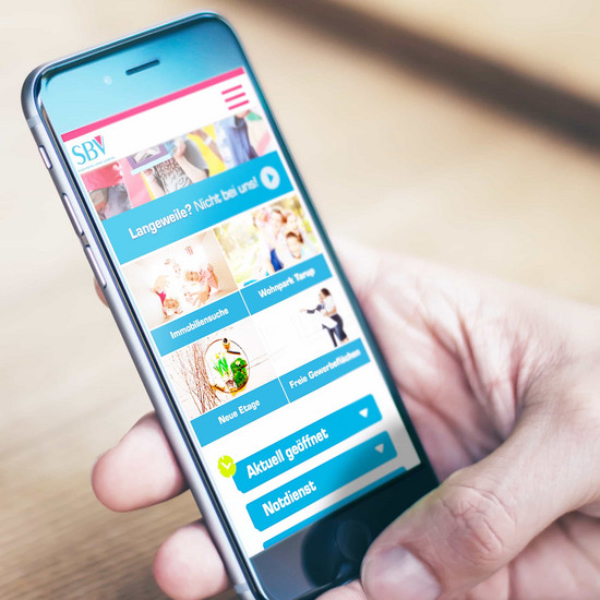 Alle(s) unter einem Dach SBV Homepage in mobiler Ansicht