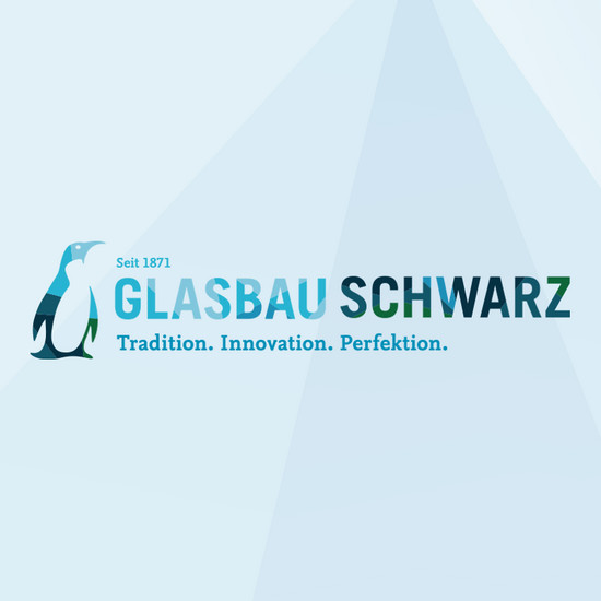 Glänzend abgeliefert Blaues Logo von Glasbau Schwarz