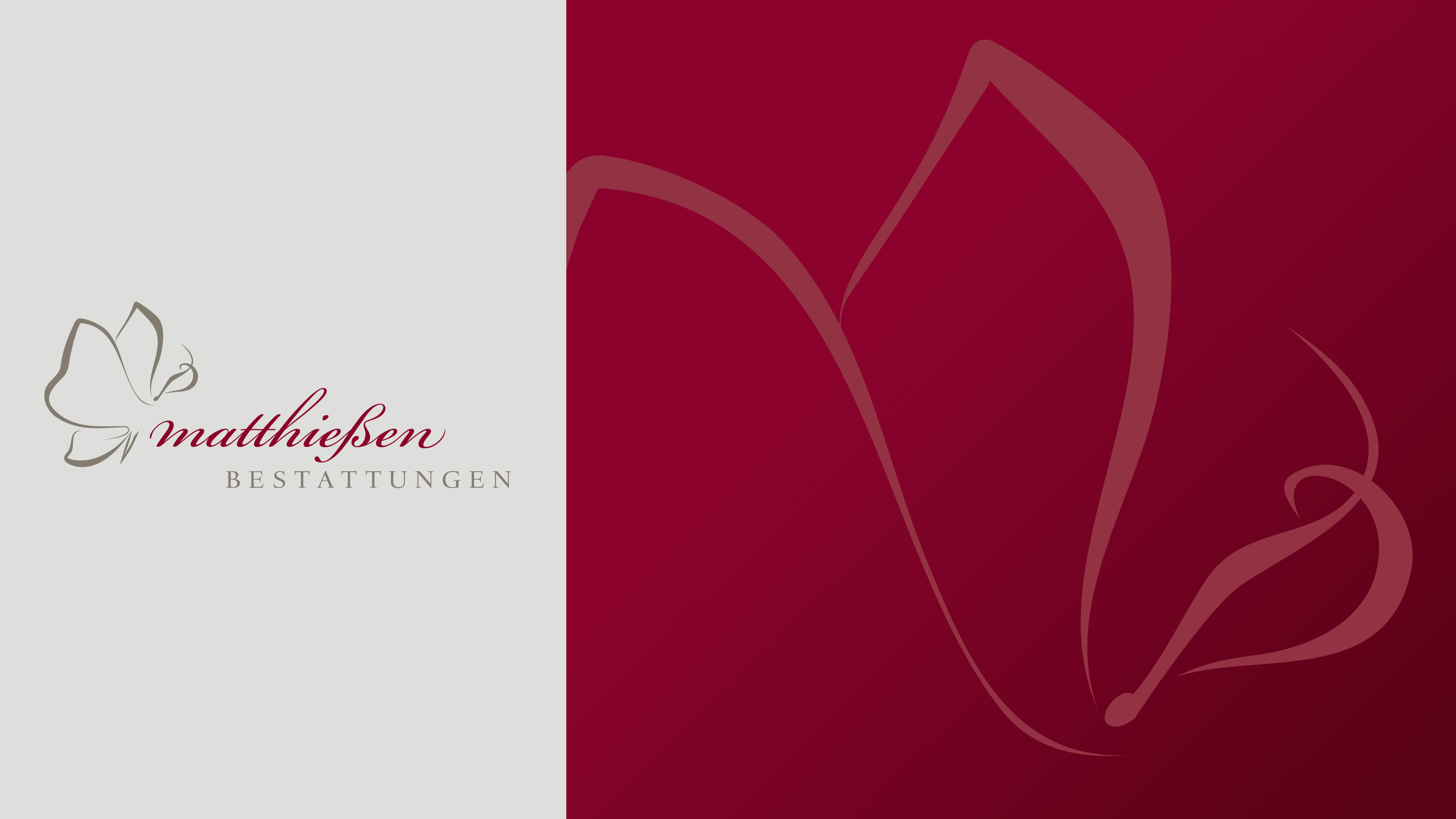 Logo von Matthiesen Bestattungen mit einem großen roten Schmetterling