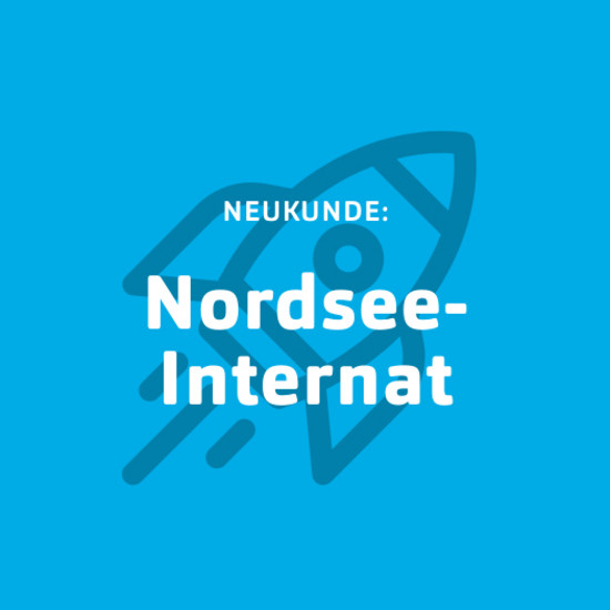 Blaue Kachel für Neukunde Nordsee Internat