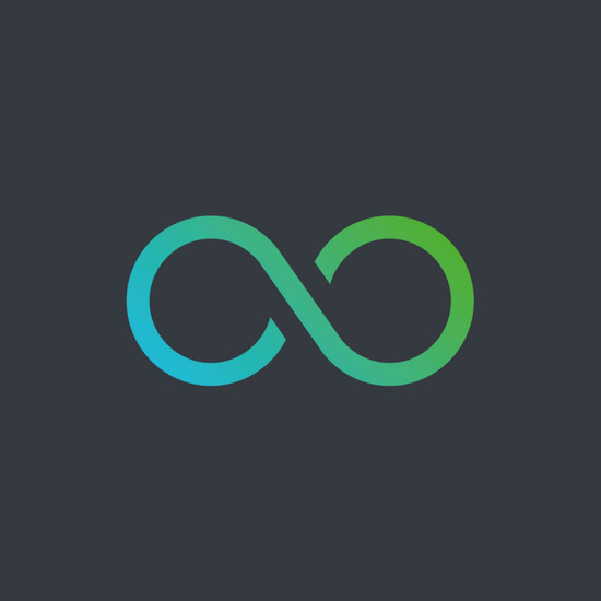 Grünes infinity Zeichen auf schwarzem Hintergrund