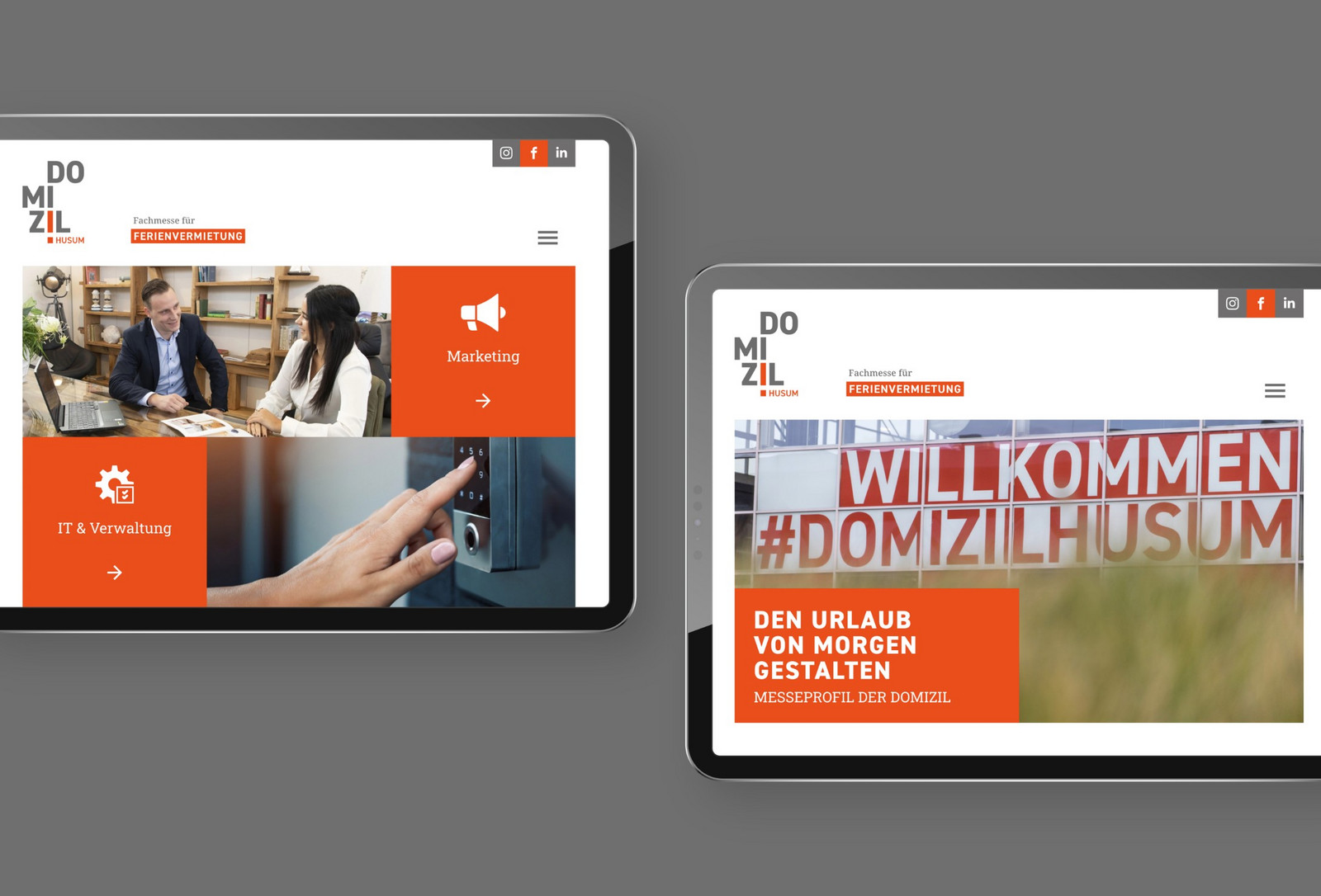 h2_domizil_teaser_07.jpg Zu sehen sind zwei Tablets, die die neue Internetseite von der Domizil Husum zeigen.